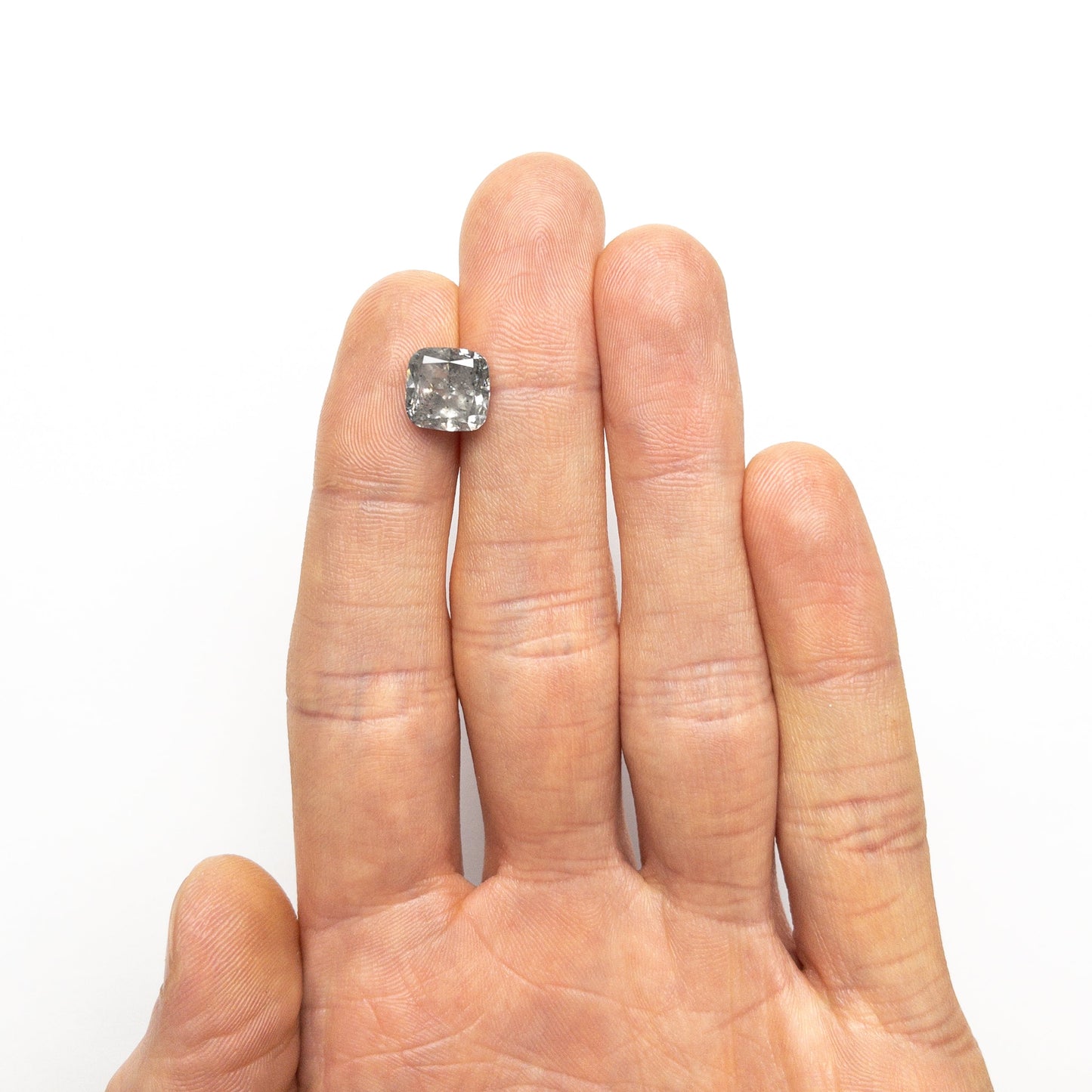 4.61ct 9.25x9.14x5.80mm GIA I3 Fancy Grey Cushion Brilliant 18859-01