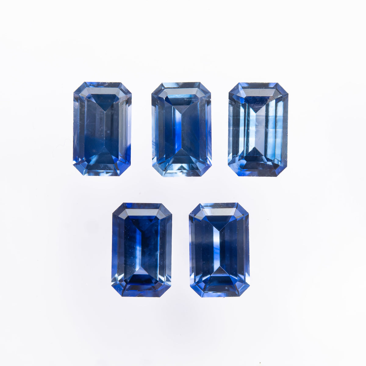2.25カラット 5石 5.5x3.5mm カットコーナーレクタングル ステップカット サファイア 27722-01