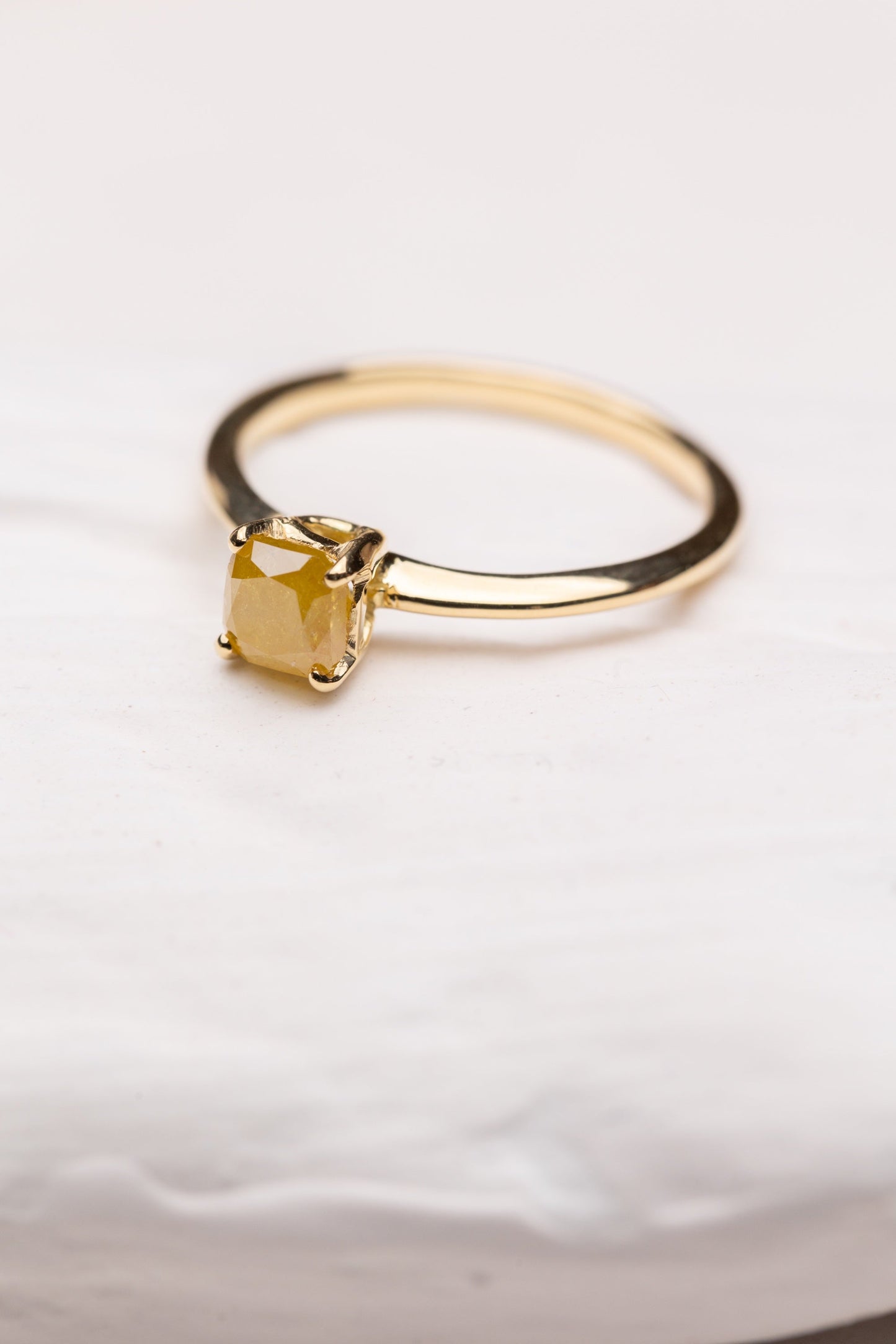 0.83ct Opaque Yellow Diamond, 18KYG, with Prongs