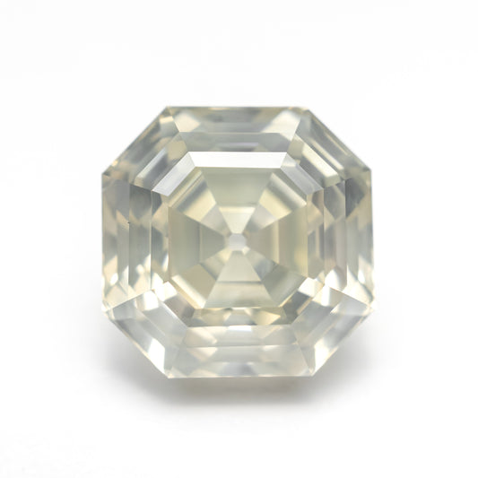 5.51ct 9.76x9.75x6.75mm GIA I1 Fancy Light Grey Green Yellow Cut Corner Square Step Cut 28026-01