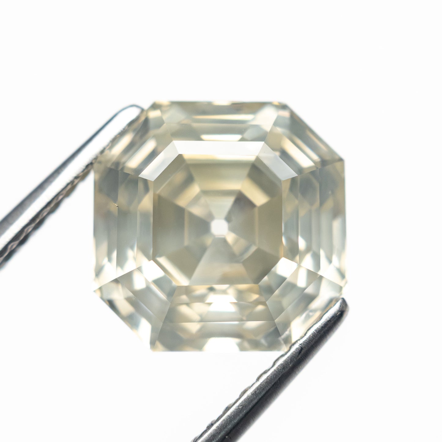 5.51ct 9.76x9.75x6.75mm GIA I1 Fancy Light Grey Green Yellow Cut Corner Square Step Cut 28026-01