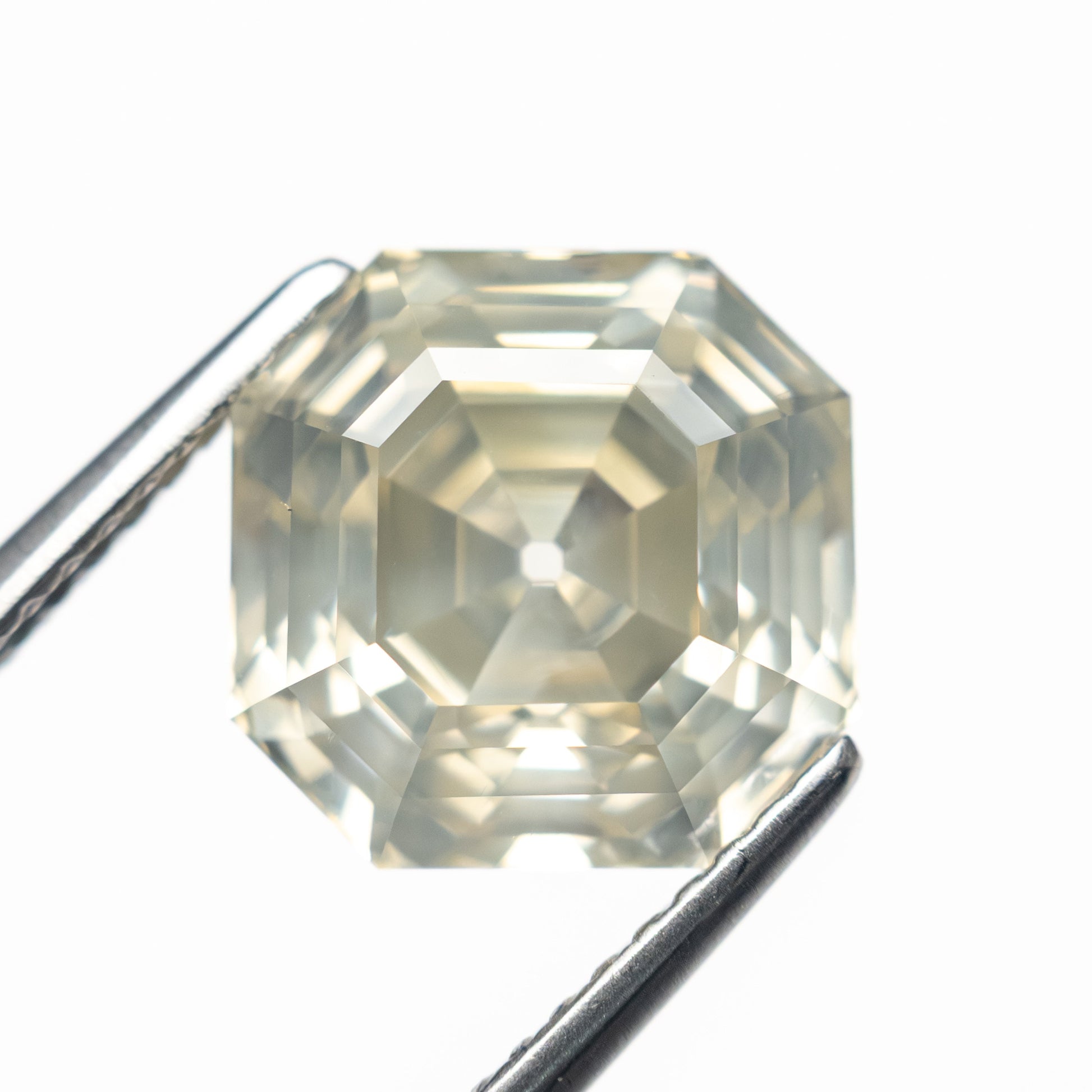 5.51ct 9.76x9.75x6.75mm GIA I1 Fancy Light Grey Green Yellow Cut Corner Square Step Cut 28026-01