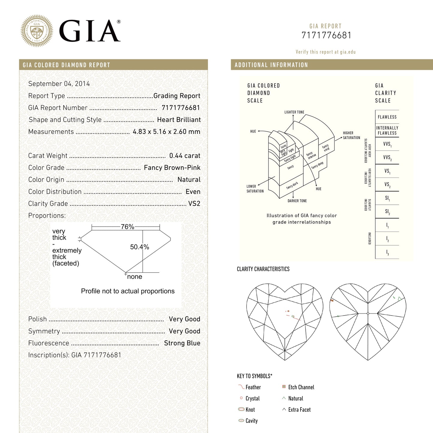 0.44ct 4.83x5.16x2.60mm GIA VS2 ファンシー ディープ ブラウン ピンク ハート ブリリアント 🇦🇺 24154-01